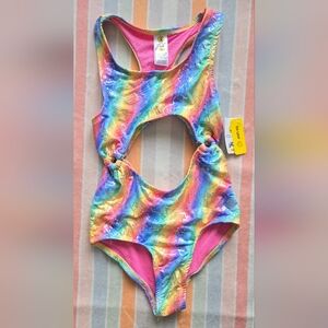 NWT Girls (10) Body Glove Multicolor Cut Out Unicorn Swimsuit